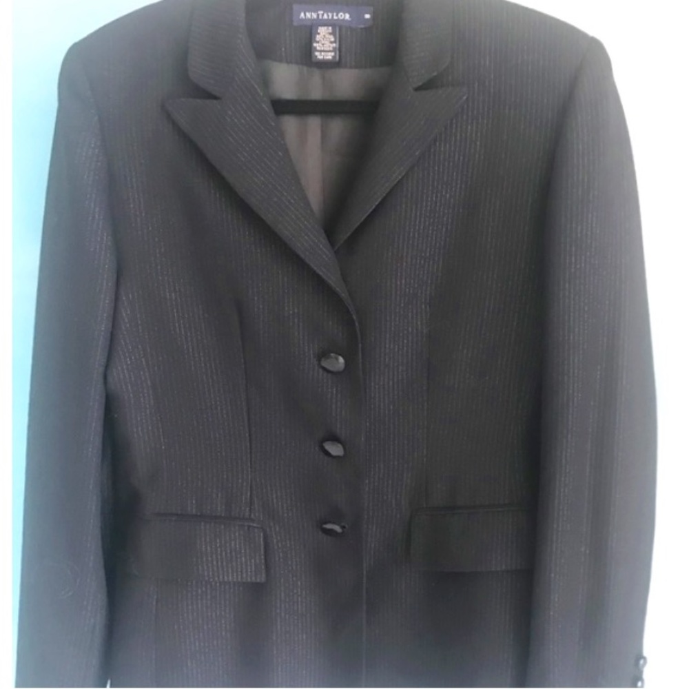 Ann Taylor Black Metalic Silver Jacket. 8